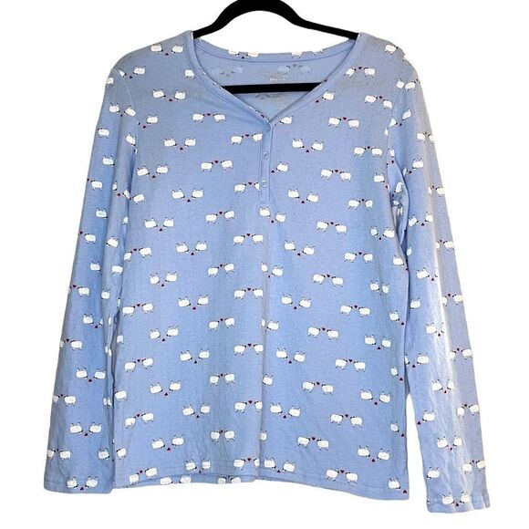 Croft & Barrow Intimates Long Sleeve Sheep Pajama Top XS - Picture 1 of 8